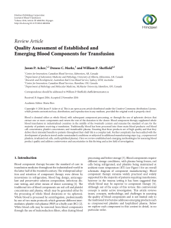 Quality Assessment of Established and Emerging Blood