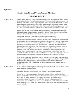 Stories from General Young Women Meetings PERSEVERANCE