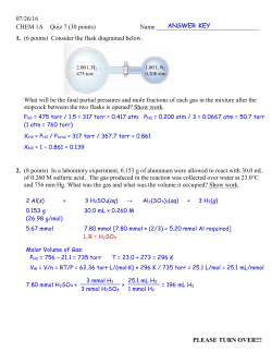 07/26/16 CHEM 1A Quiz 7 (30 points) Name 1. (6 points) Consider