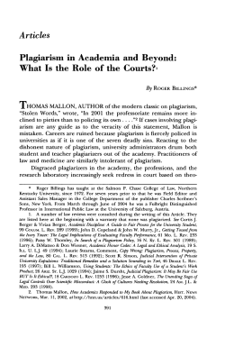 Plagiarism in Academia and Beyond: What Is the Role of the Courts?