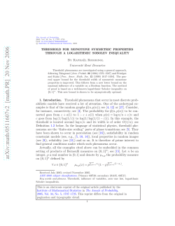 Threshold for monotone symmetric properties through a logarithmic