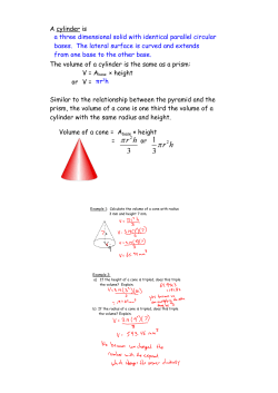 A cylinder is The volume of a cylinder is the same