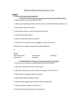 1920s Postholes Review Sheet 13-14