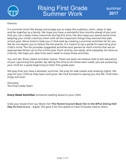 Rising First Grade Summer Work