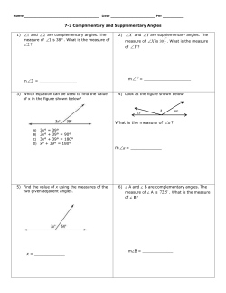7-2 Complementary and Supplementary Angles HW