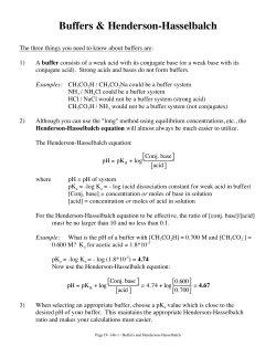 Buffers and Henderson-Hasselbalch