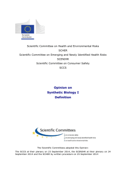 Opinion on Synthetic Biology I Definition