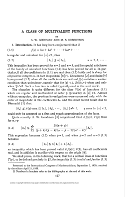 A CLASS OF MULTIVALENT FUNCTIONS (1