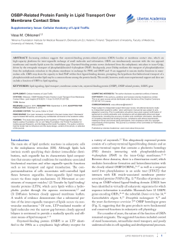 OSBP-Related Protein Family in Lipid Transport Over Membrane