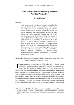 South Asian Stability-Instability Paradox: Another Perspective