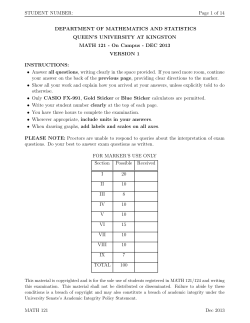 STUDENT NUMBER: Page 1 of 14 DEPARTMENT OF
