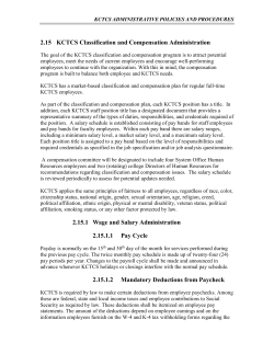 KCTCS Classification and Compensation Administration