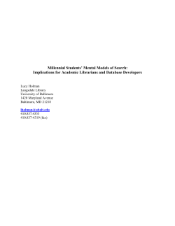 Millennial Students` Mental Models of Search - MD-SOAR