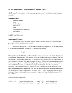 4C Lab: Archimedes`s Principle and the Buoyant Force Equipment