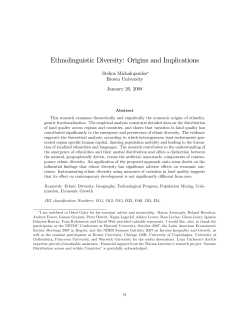 Ethnolinguistic Diversity: Origins and Implications