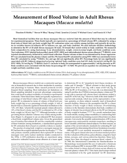 Measurement of Blood Volume in Adult Rhesus