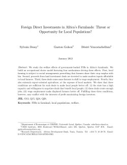 Foreign Direct Investments in Africa`s Farmlands: Threat or