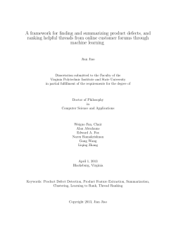 A framework for finding and summarizing product defects, and