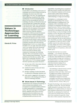 Values in Technology: Approaches to Learning