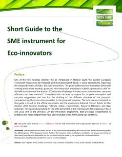 Short Guide to the SME instrument for Eco-innovators