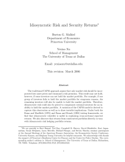 Idiosyncratic Risk and Security Returns