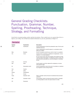 General Grading Checklists: Punctuation, Grammar, Number