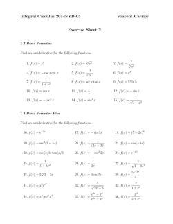 Integral Calculus 201-NYB-05 Vincent Carrier Exercise Sheet 2