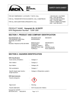 PRODUCT NAME: Vanquish SL-10 DOTP EPA Registration Number