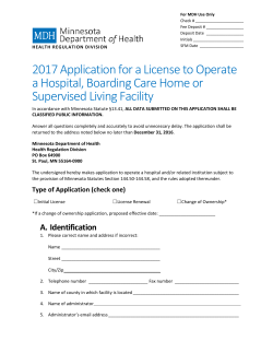 Application for a License to Operate a Hospital, Boarding Care
