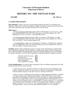 history 319&mdash;the vietnam wars - Department of History - UW