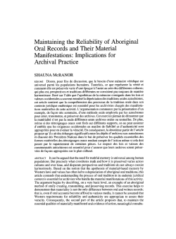 Maintaining the Reliability of Aboriginal Oral Records