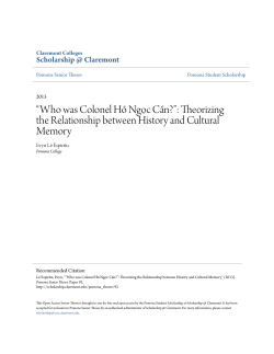 Theorizing the Relationship between History and Cultural Memory