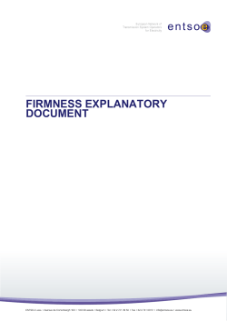 Firmness Explanatory Document - Entso-e