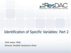 Identification of Specific Variables: Part 2