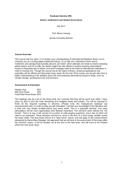 Actors, Institutions and Global Governance