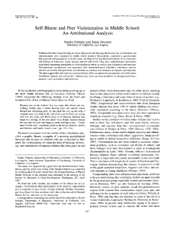 Self-Blame and Peer Victimization in Middle School: An Attributional