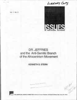 DR. JEFFRIES and the Anti-Semitic Branch of the Afrocentrism