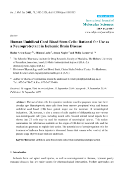Human Umbilical Cord Blood Stem Cells: Rational for Use as a