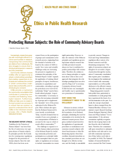 Protecting Human Subjects: the Role of Community Advisory Boards