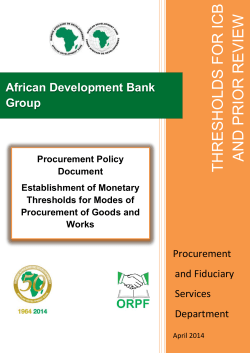 Establishment of Monetary Thresholds for Modes of Procurement of