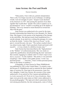 Anne Sexton: The Poet and Death / Nassia Linardou