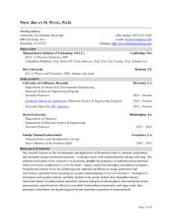 PROF. BRYAN M. WONG, PH.D. Mailing address: University of