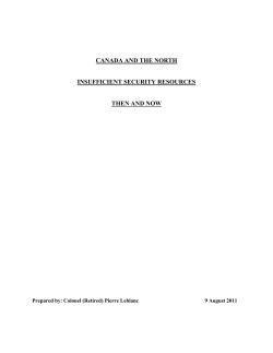 canada and the north insufficient security resources then and now
