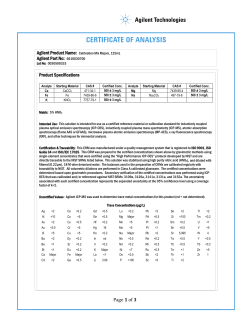 Agilent Product Name: Calibration Mix Majors, 125mL