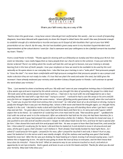 Testimonies - Don Sunshine Ministries