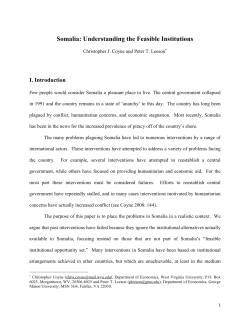 Somalia: Understanding the Feasible Institutions