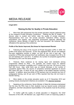 Media Release, Factsheet and State of the Sector Slides
