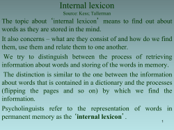 4. Internal Lexicon
