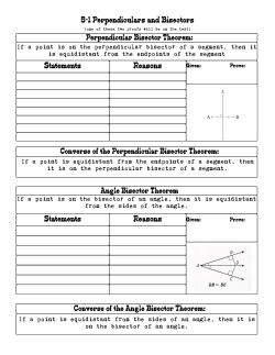 5-1 Per pendicular s and Bisector s Statements Reasons Statements