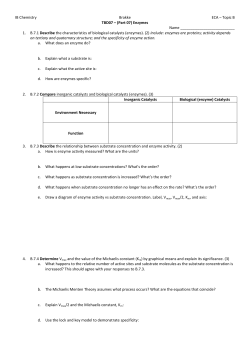 Enzymes Summary Sheet
